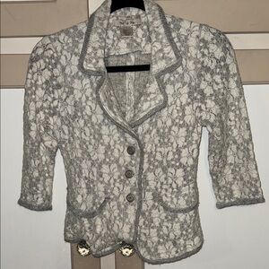 Gray and White Women's Jacket